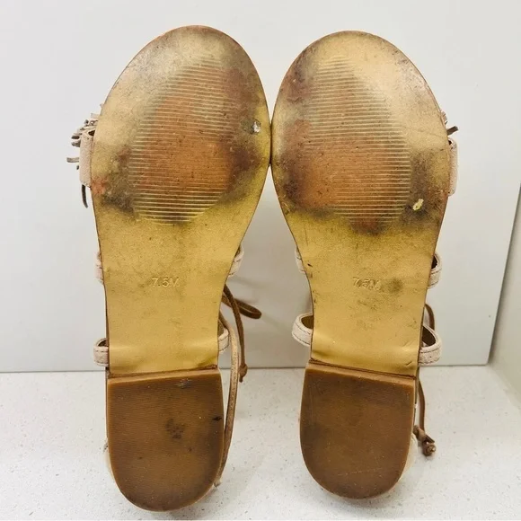 Steve Madden Swizzle Flat Sandals Natural Suede Leather Lace Up Gladiator Sz 7.5 - Picture 9 of 15